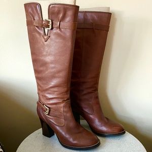 Michael Kors Brown Leather Knee High Heeled Boots